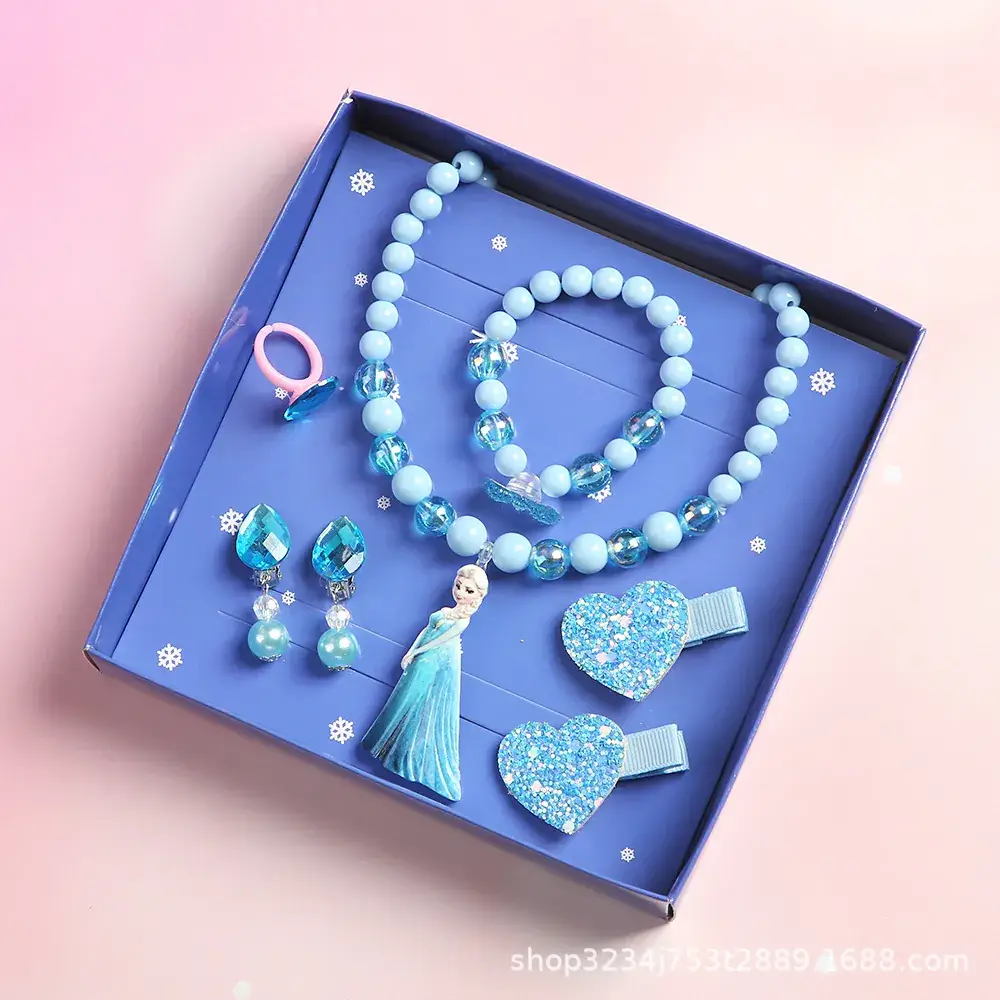 Frozen Little Girl Jewelry Set with Crown & Pearl Necklace