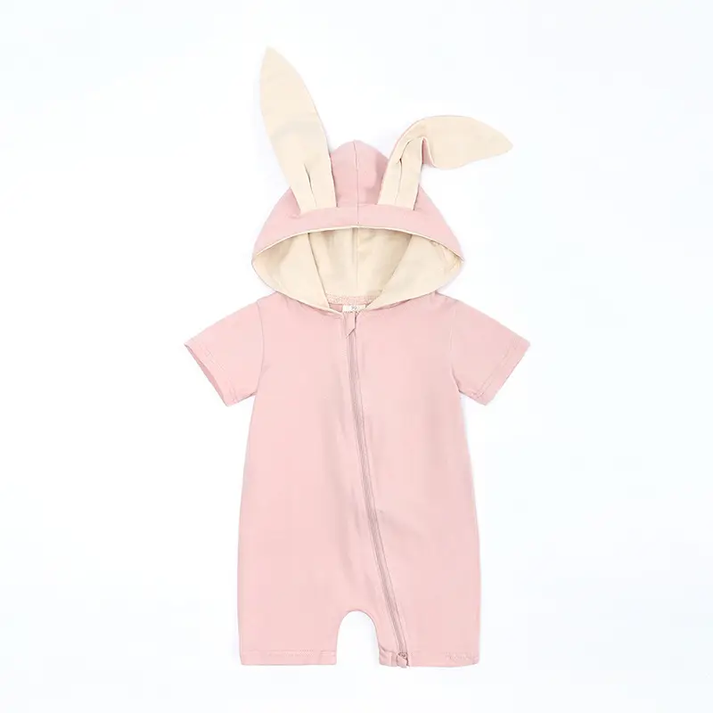 Baby Rabbit Ears Hooded Shorts Set Pink 0-2Y - Image 3