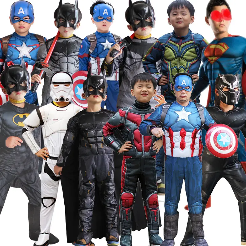 Kids Male Captain America Batman Spiderman Ant-Man Superman White Soldier Black Panther Dinosaur Costume Halloween Costume