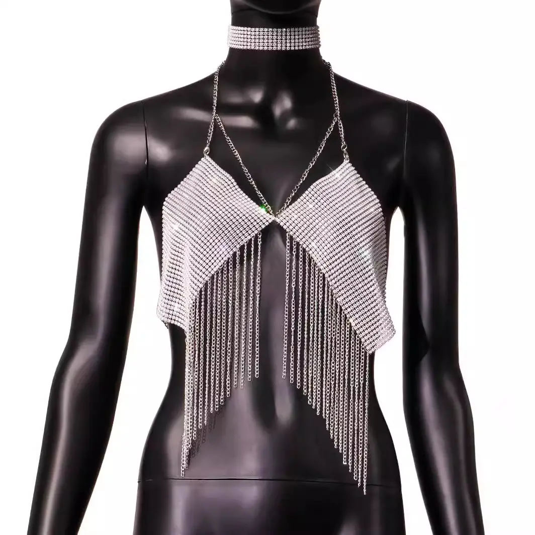 Hot Metal Chain Sequin Tube Top Women's 2022 - Image 11