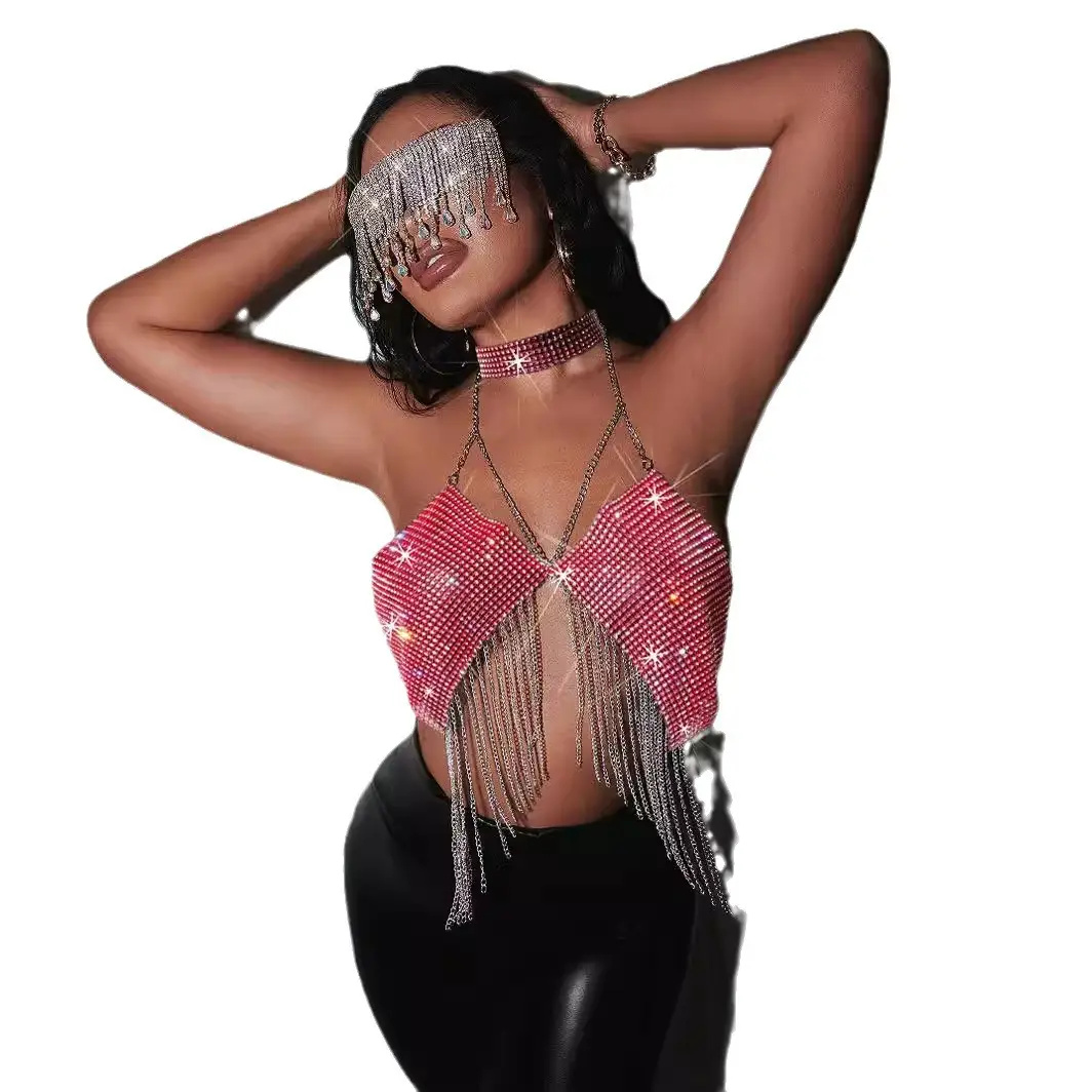 Hot Metal Chain Sequin Tube Top Women's 2022 - Image 14