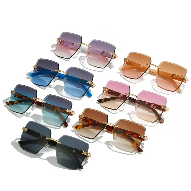 Spring New Frameless Sunglasses Gradient Colors Square Frame Women