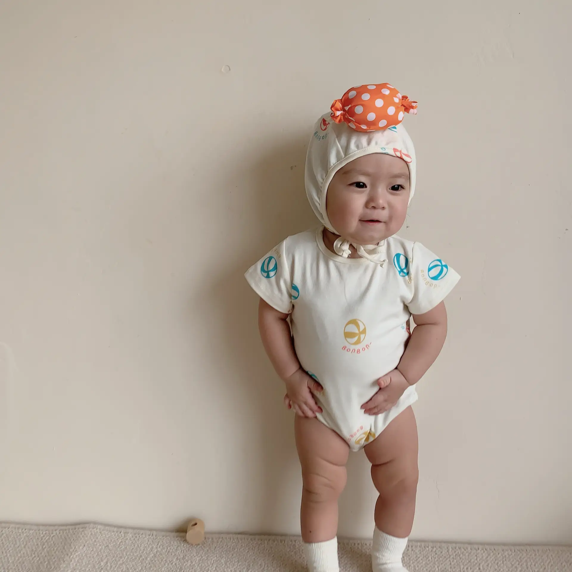 Baby Hoodie Set Blue Polka Dot Ins Style Two Piece