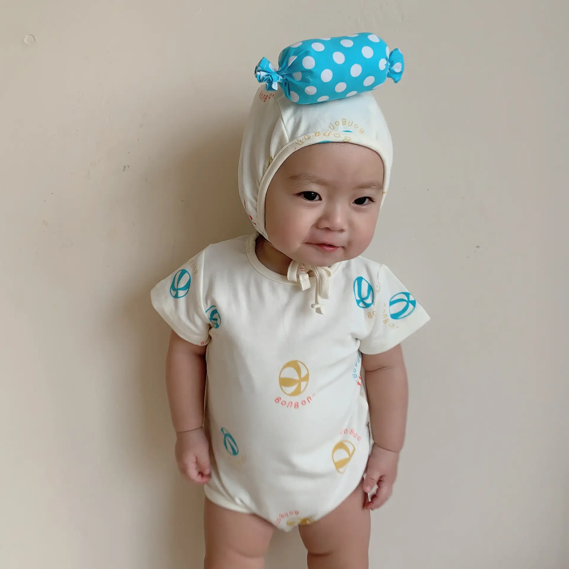 Baby Hoodie Set Blue Polka Dot Ins Style Two Piece