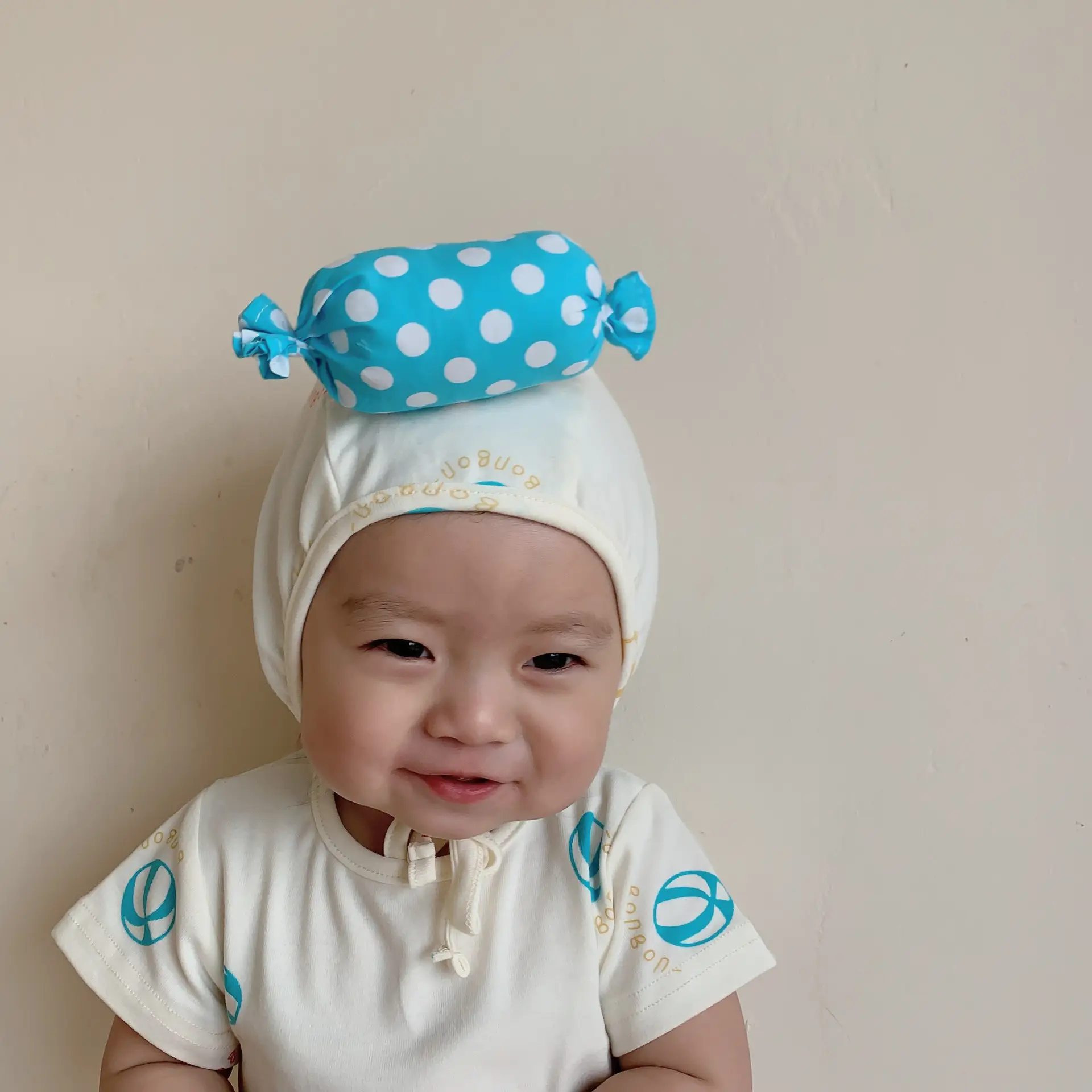 Baby Hoodie Set Blue Polka Dot Ins Style Two Piece