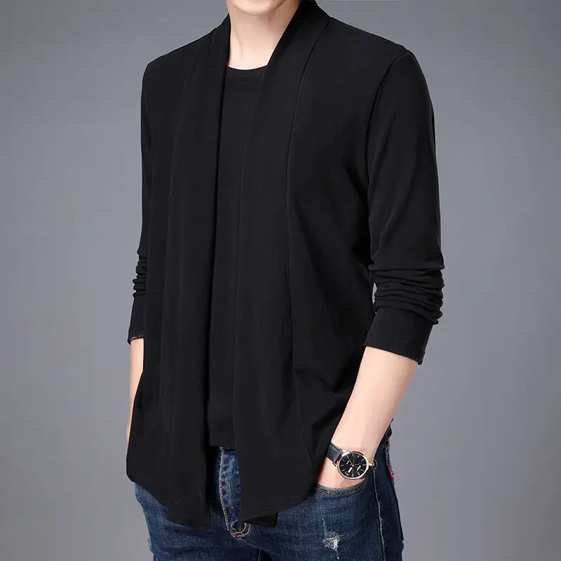 Men's Black Velvet Shirt with Double Stitching - Image 2