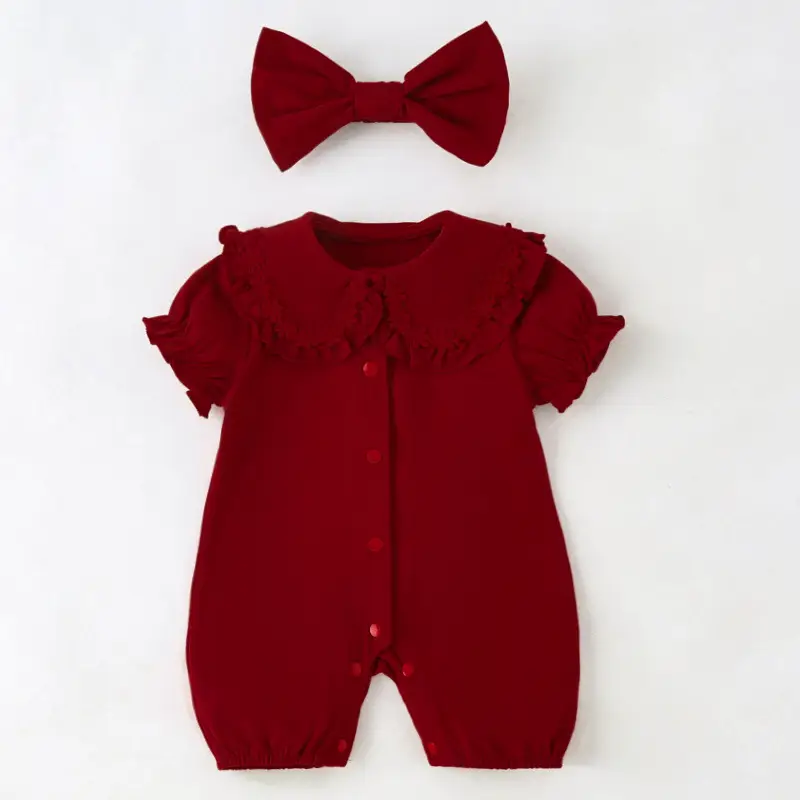Ancora Red Short Sleeve Flower Collar Princess