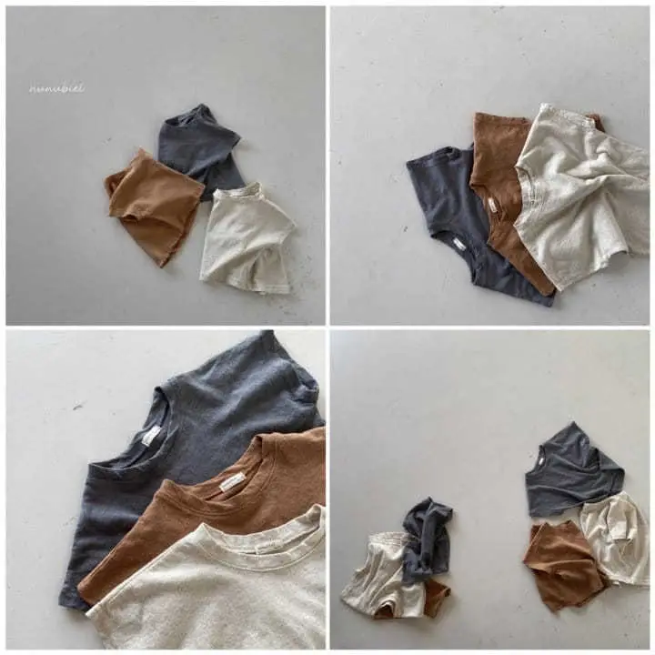 Children's Pure Cotton Summer T-Shirt Brown White - Image 4