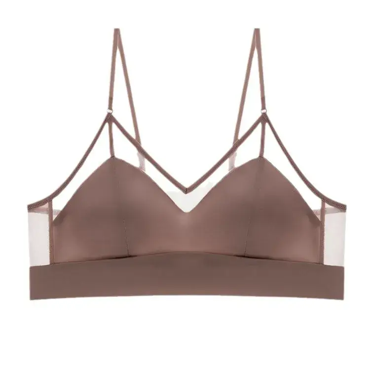 Fruit Love Silk Underwear Women's No Steel Ring Comfortable Beautiful Back Summer Thin French Triangle Cup Small Chest Thin Shoulder Belt