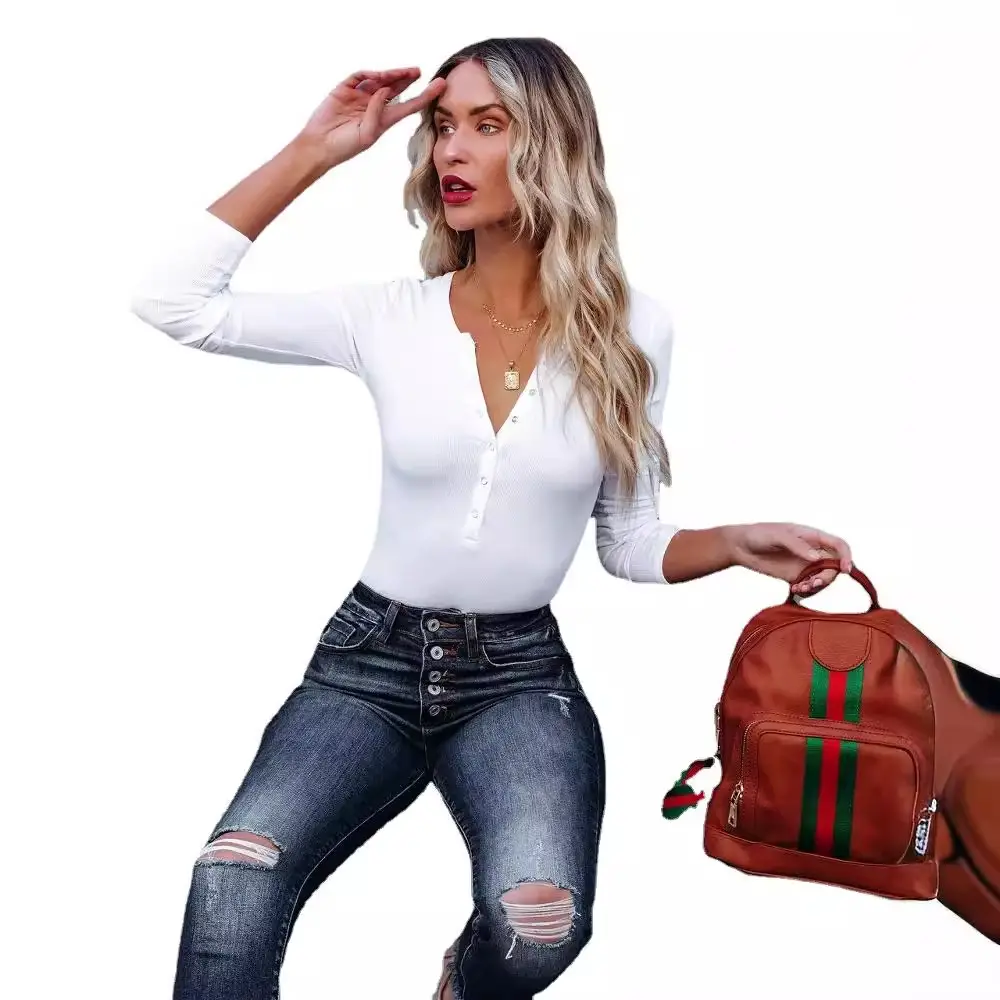 2024 Button Commuter Top for Women Pure Color - Image 4