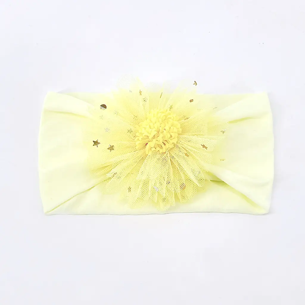 Yellow Mesh Star Flower Headband for Girls - Image 10