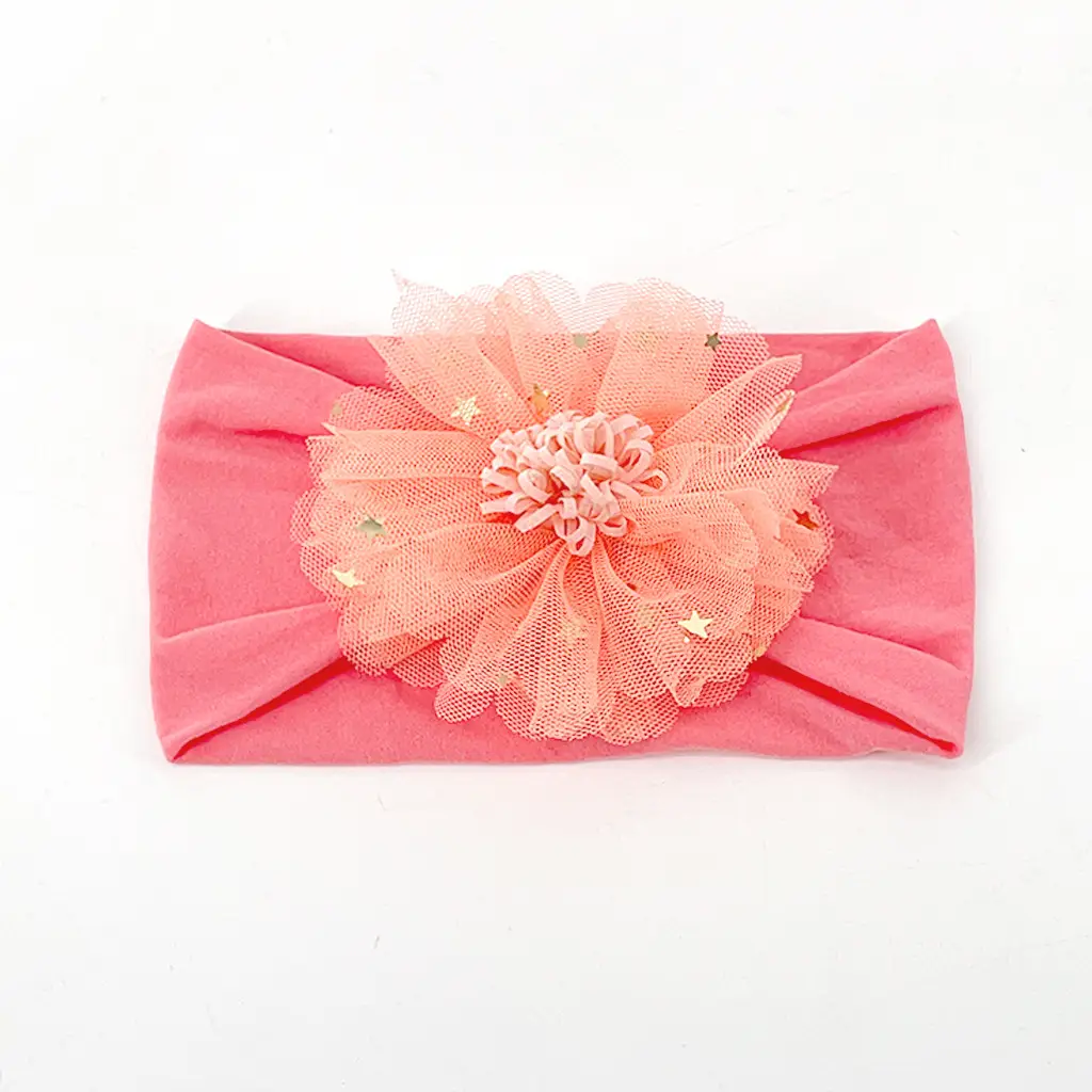 Yellow Mesh Star Flower Headband for Girls - Image 12