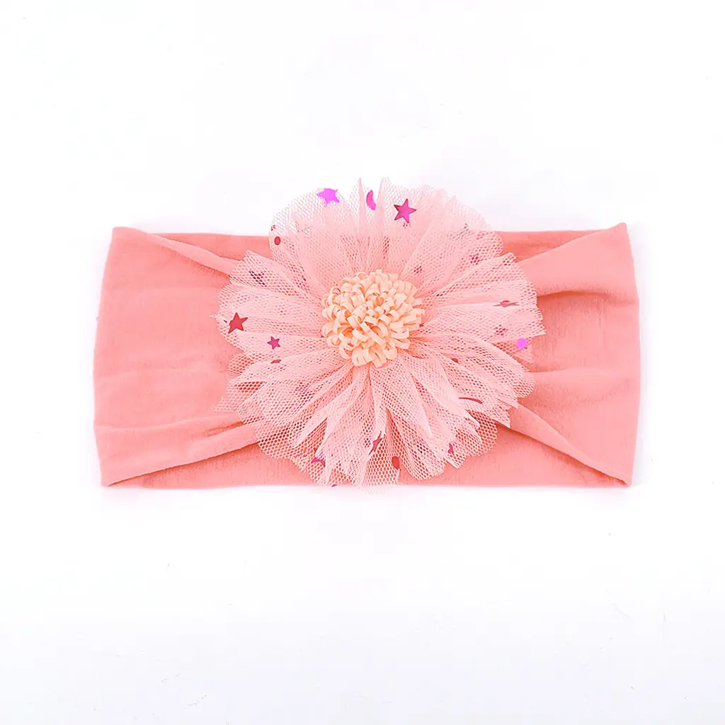 Yellow Mesh Star Flower Headband for Girls - Image 13