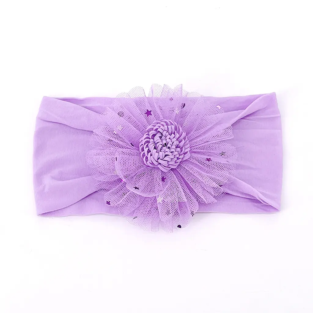 Yellow Mesh Star Flower Headband for Girls - Image 3