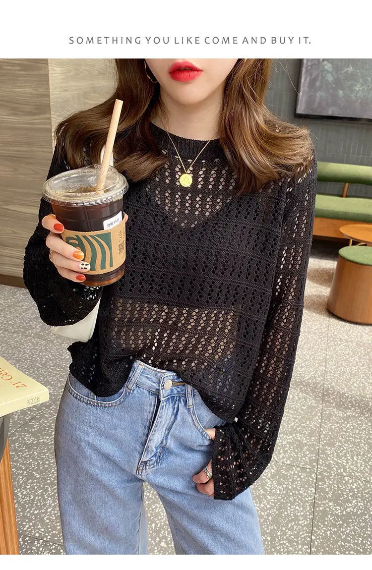 Women Hollow Knit Sweater White 2025 — feature 10