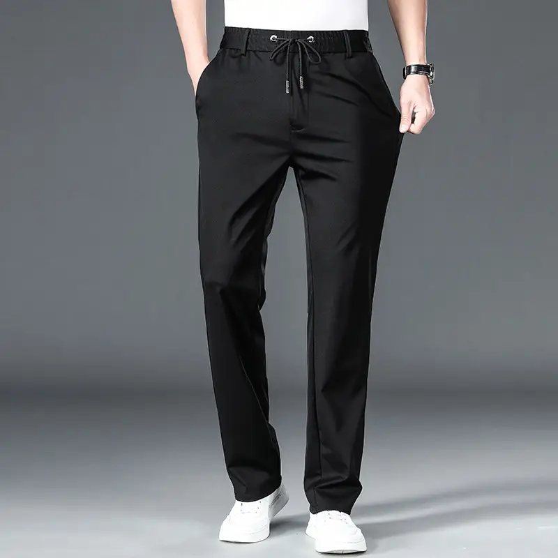 Men's Elastic Waistband Pants with Zip Pocket - Image 6