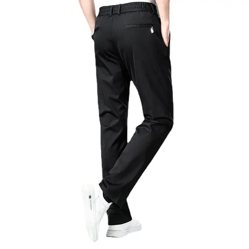 Men's Elastic Waistband Pants with Zip Pocket - Image 9