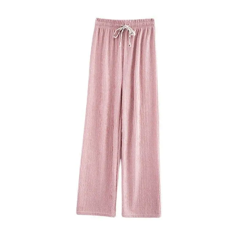 Women's Drawstring Ice Silk Wide Leg Pants Green - Image 11