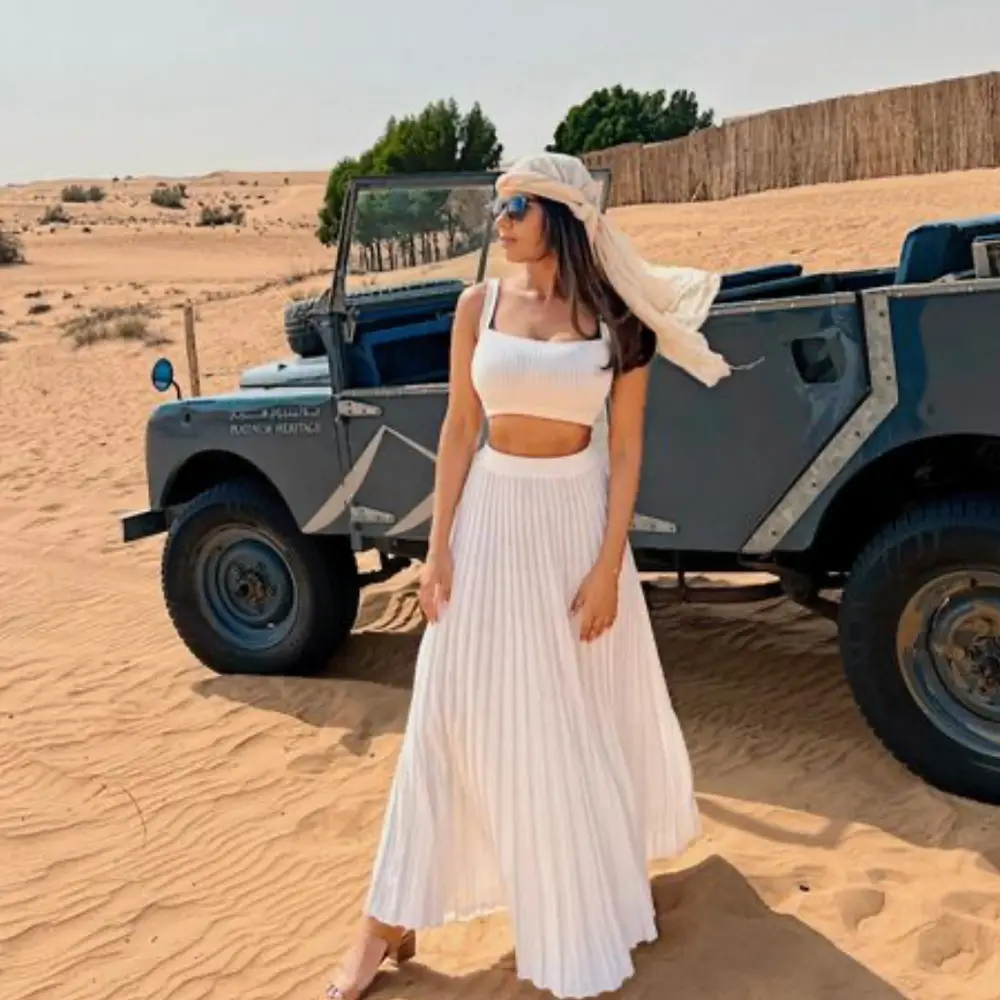White Pleated Summer Camisole & Skirt Set