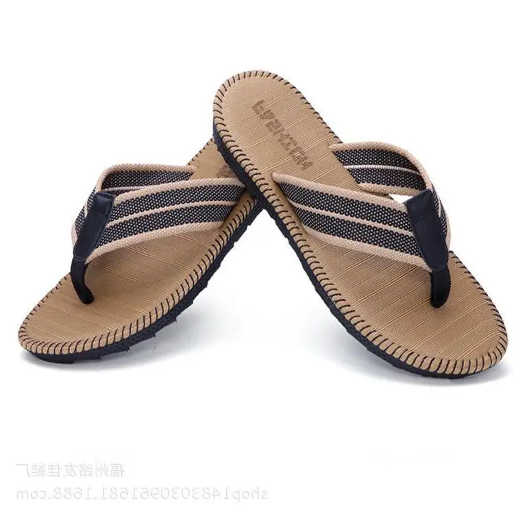 Men's Black Straw Flip Flops 2022 Summer Non-Slip