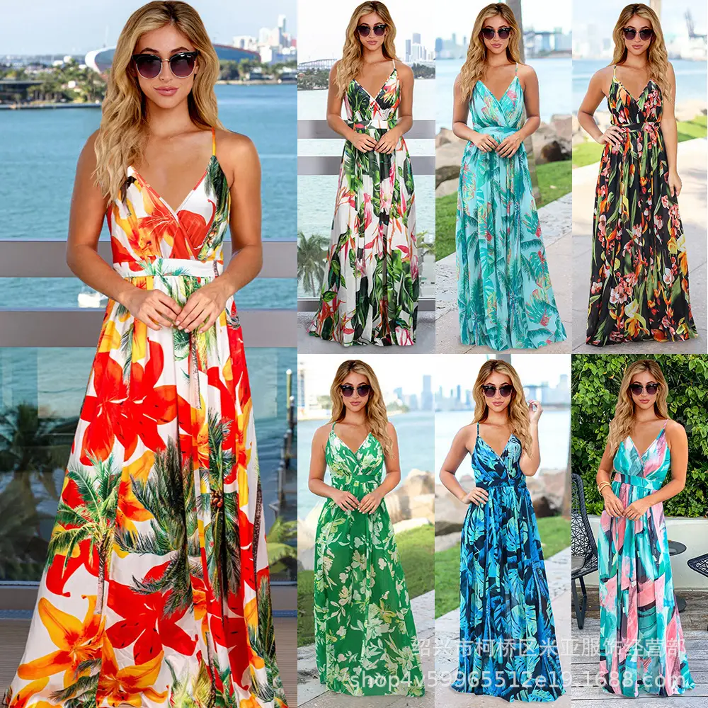 2023 Printed Bohemian Long Dress for Women Large - Image 10