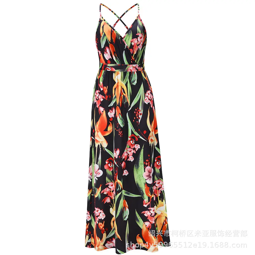 2023 Printed Bohemian Long Dress for Women Large - Image 4