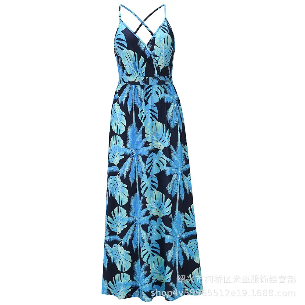 2023 Printed Bohemian Long Dress for Women Large - Image 5