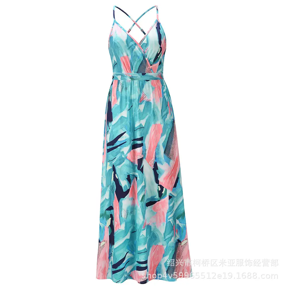 2023 Printed Bohemian Long Dress for Women Large - Image 7