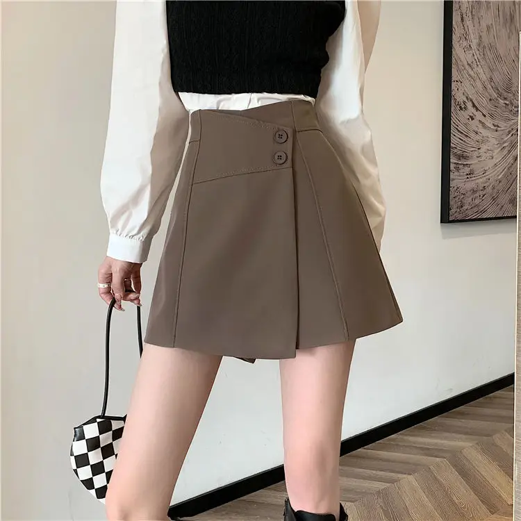 Women's High Waist A-Line Skirt Brown 2022 - Image 3