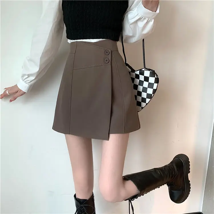 Women's High Waist A-Line Skirt Brown 2022 — feature 13