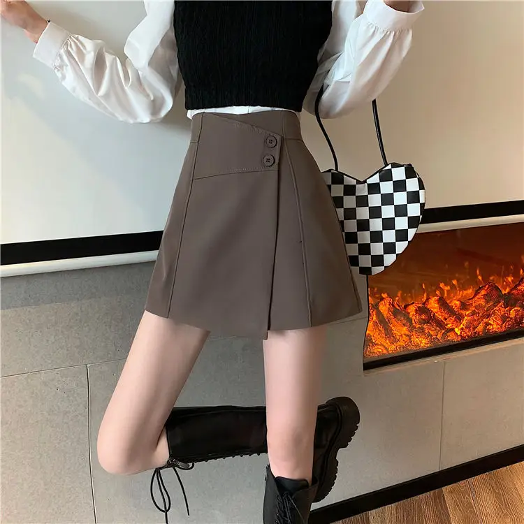 Women's High Waist A-Line Skirt Brown 2022 — feature 15