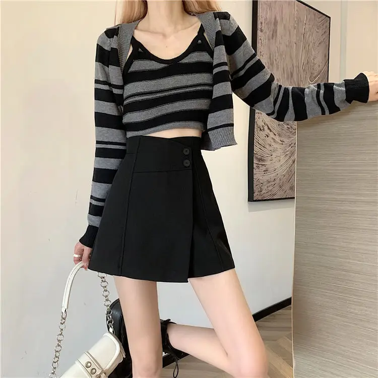 Women's High Waist A-Line Skirt Brown 2022 — feature 7