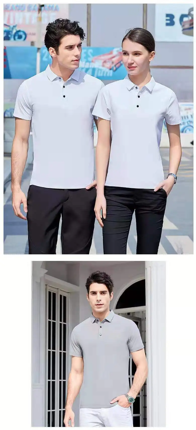 Men Light Blue Polo T-Shirt Quick Dry Sports Wear — feature 19