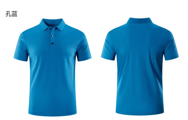 Men Light Blue Polo T-Shirt Quick Dry Sports Wear — feature 29