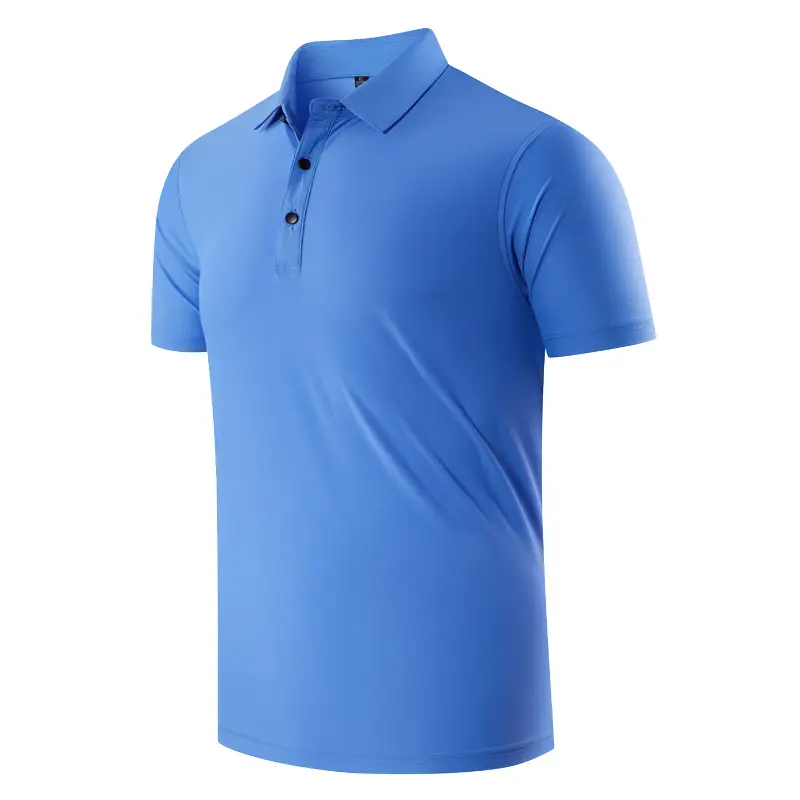 Men Light Blue Polo T-Shirt Quick Dry Sports Wear - Image 16