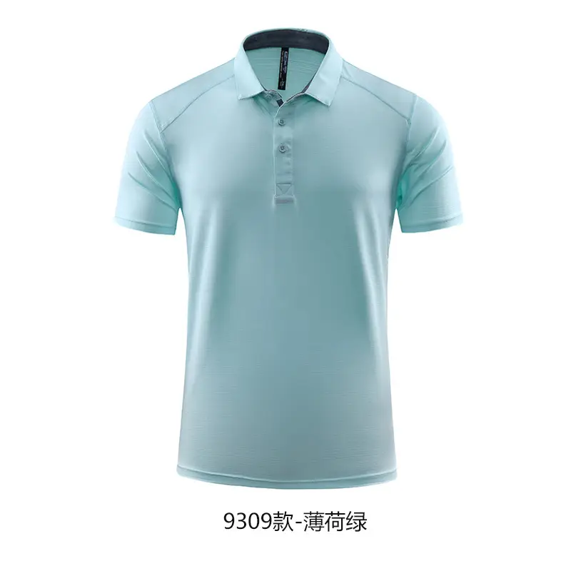 Men Light Blue Polo T-Shirt Quick Dry Sports Wear - Image 4