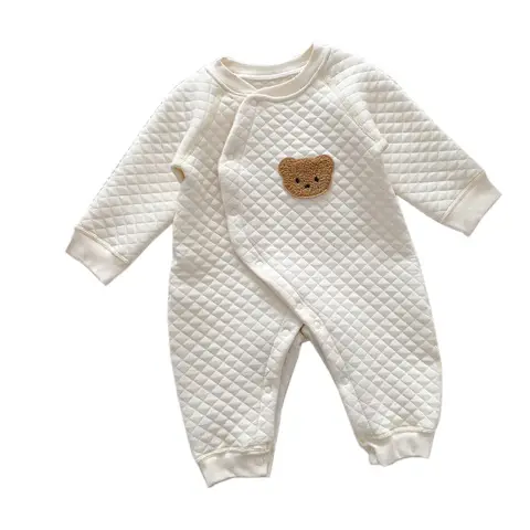 Baby Cotton Jumpsuit White Bear Print Spring Autumn Newborn Boys - Image 5