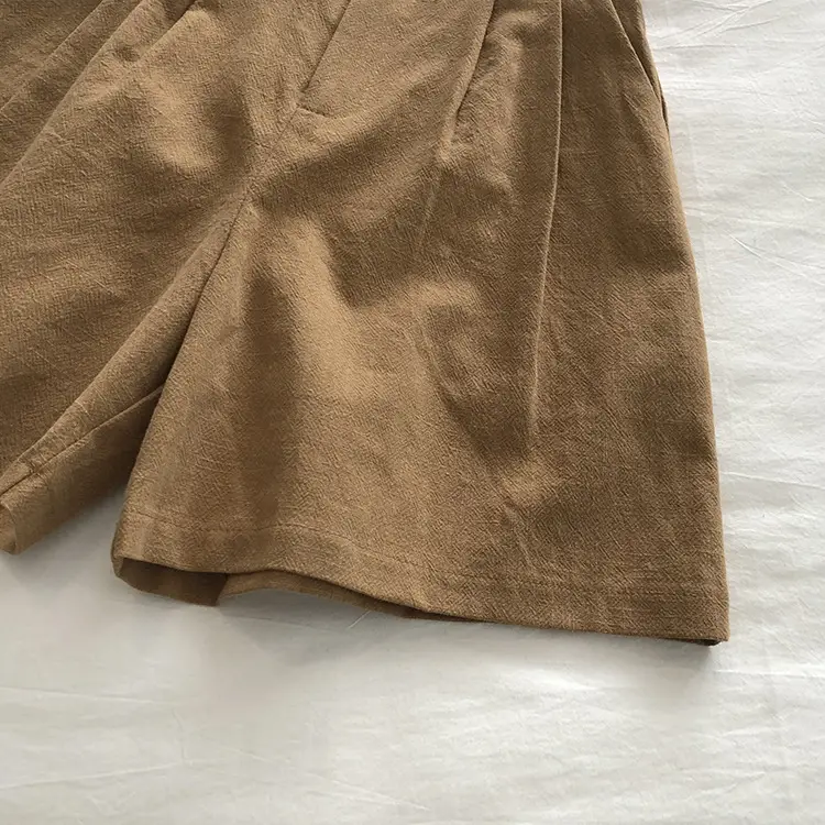 2025 Linen Wide Leg Shorts High Waist Women — feature 13