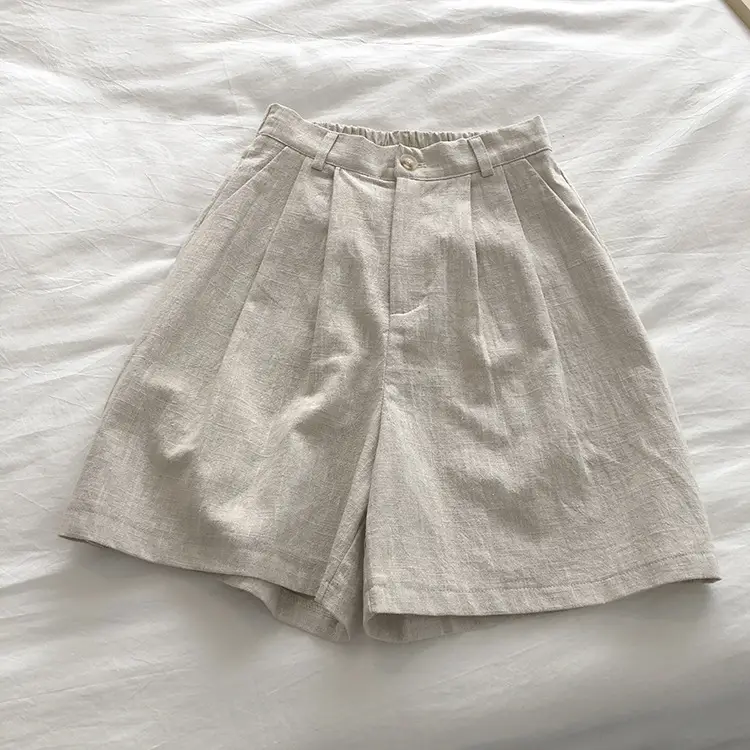 2025 Linen Wide Leg Shorts High Waist Women — feature 21