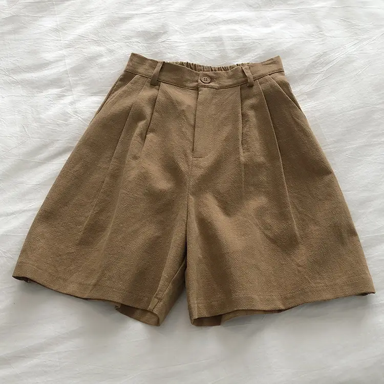 2025 Linen Wide Leg Shorts High Waist Women — feature 22