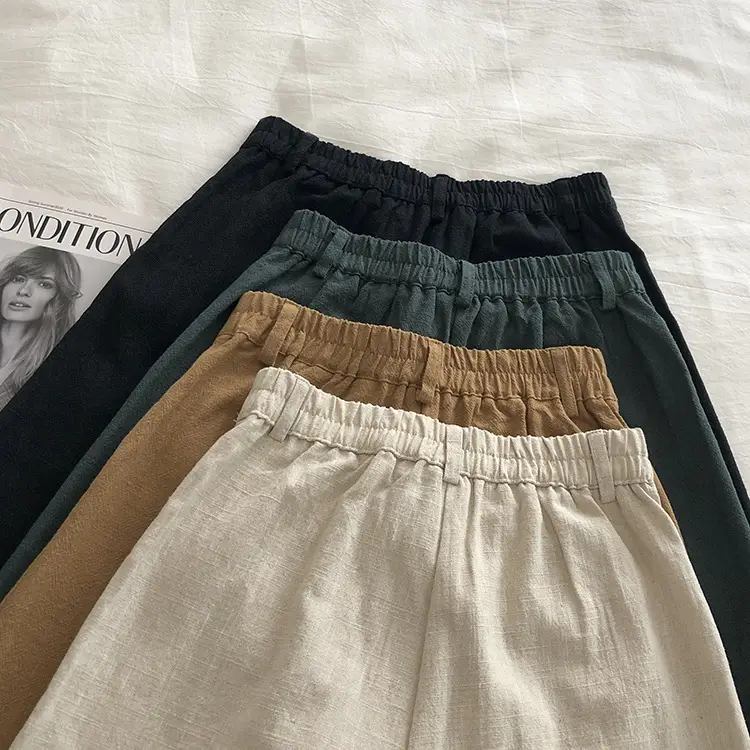 2025 Linen Wide Leg Shorts High Waist Women — feature 25