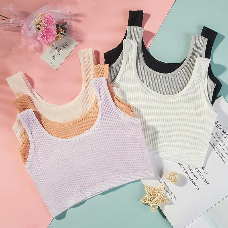 Developmental Period Small Vest Bra for Elementary and Middle School Students Aged 12-14-16, Girls' Bra, Older Children's Underwear, Thin