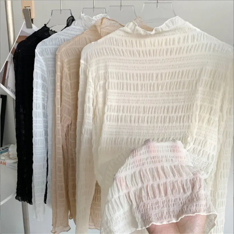 Women Lace Chiffon Half Collar Top Winter - Image 6