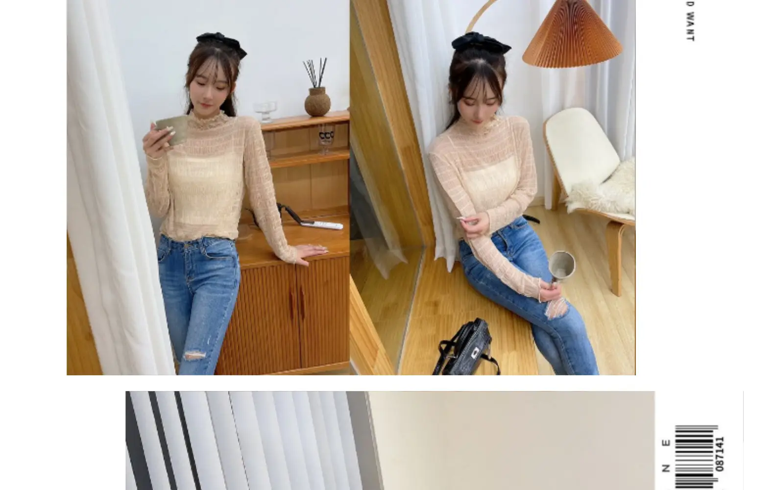 Women Lace Chiffon Half Collar Top Winter — feature 23