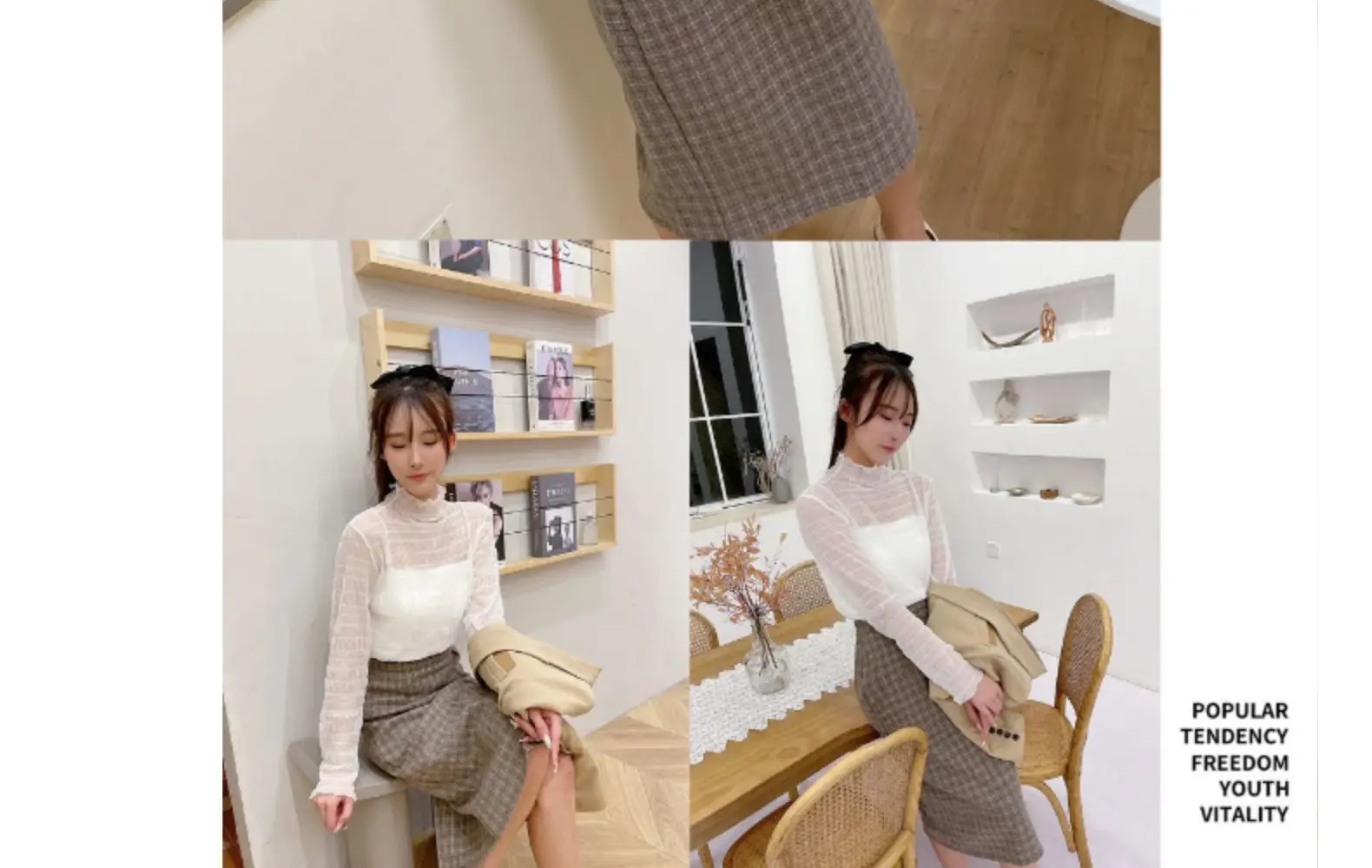Women Lace Chiffon Half Collar Top Winter — feature 25