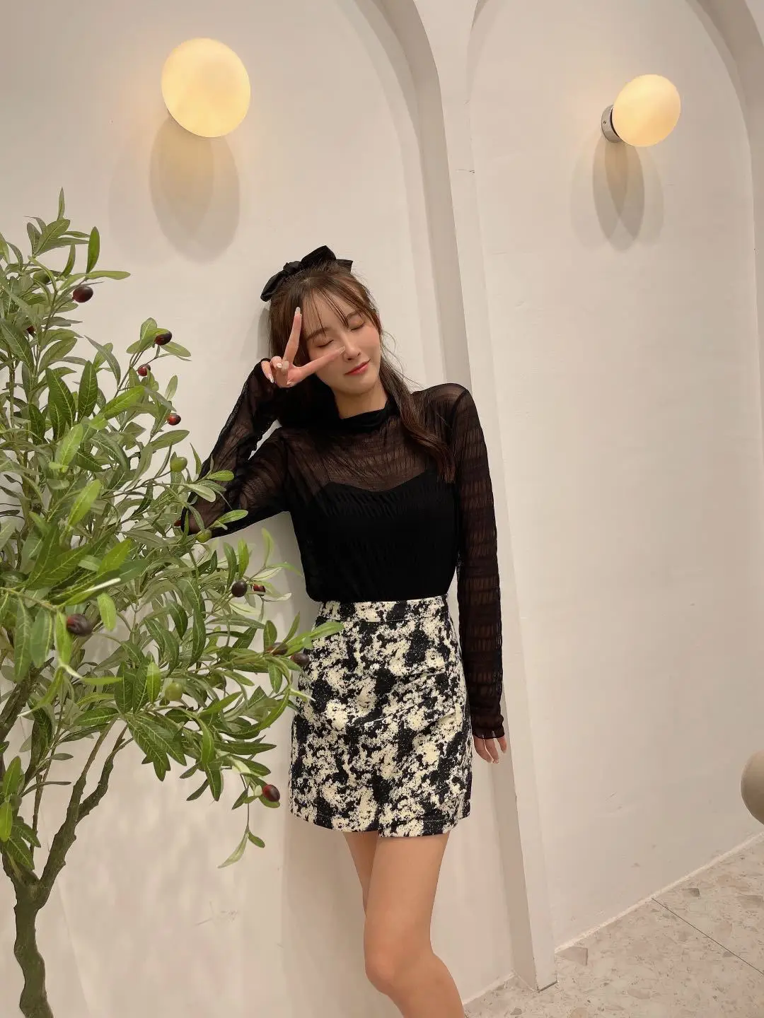 Women Lace Chiffon Half Collar Top Winter - Image 2