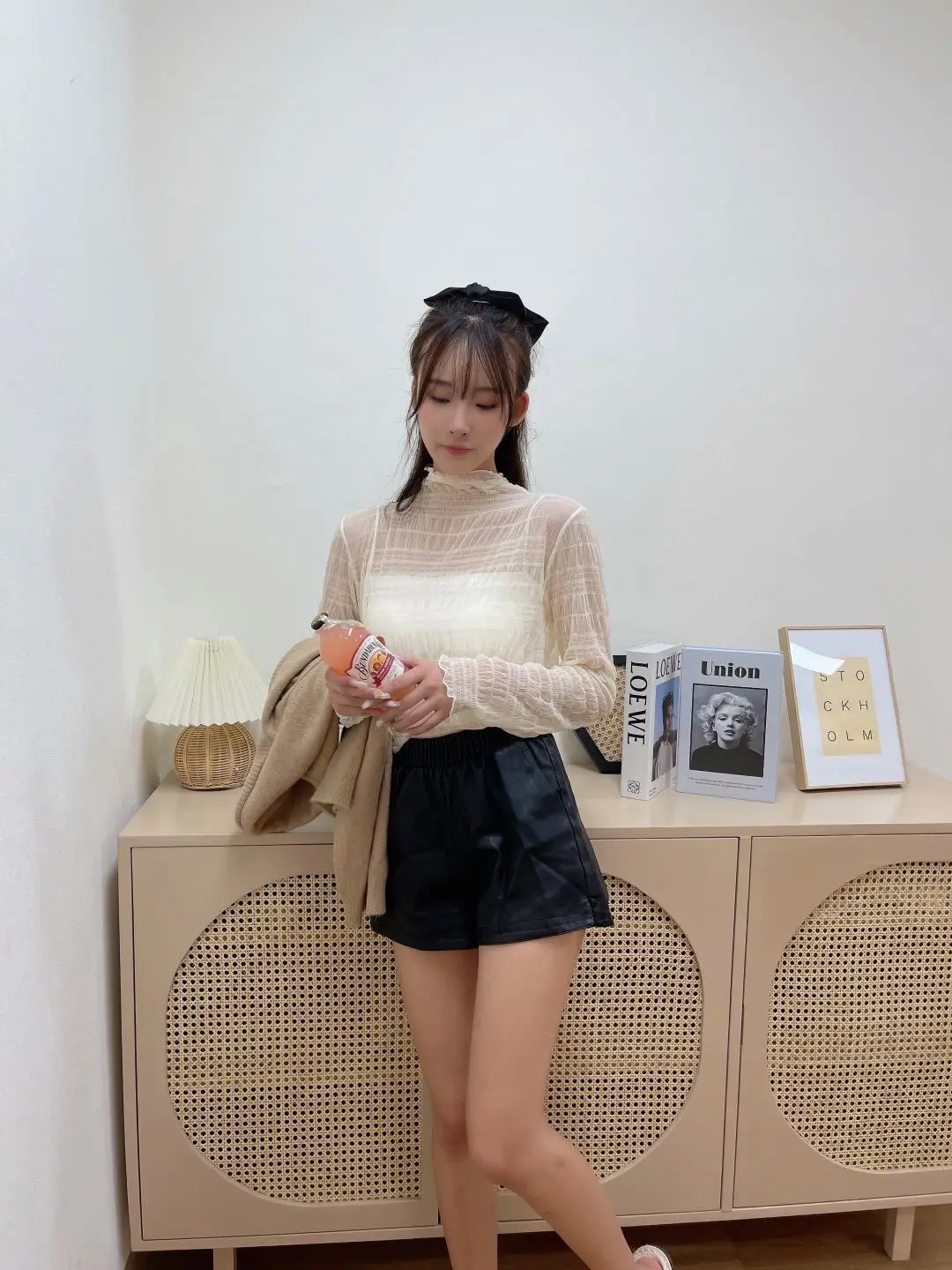 Women Lace Chiffon Half Collar Top Winter - Image 3