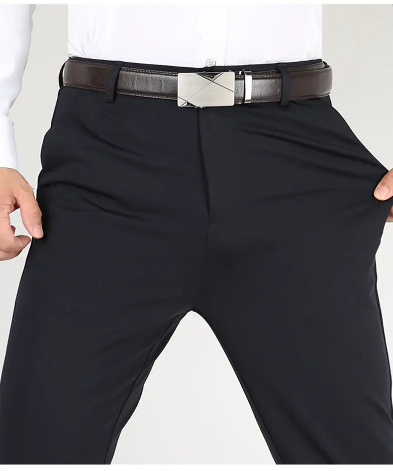 Men Elastic Summer Thin Trousers Dark Gray — feature 14