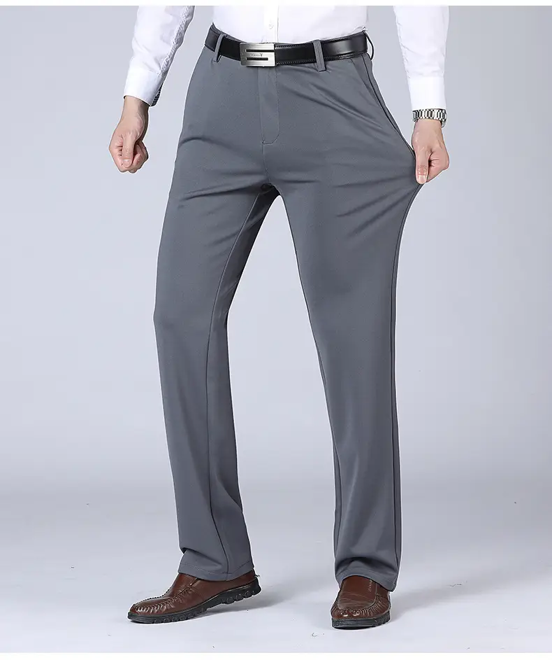 Men Elastic Summer Thin Trousers Dark Gray — feature 22