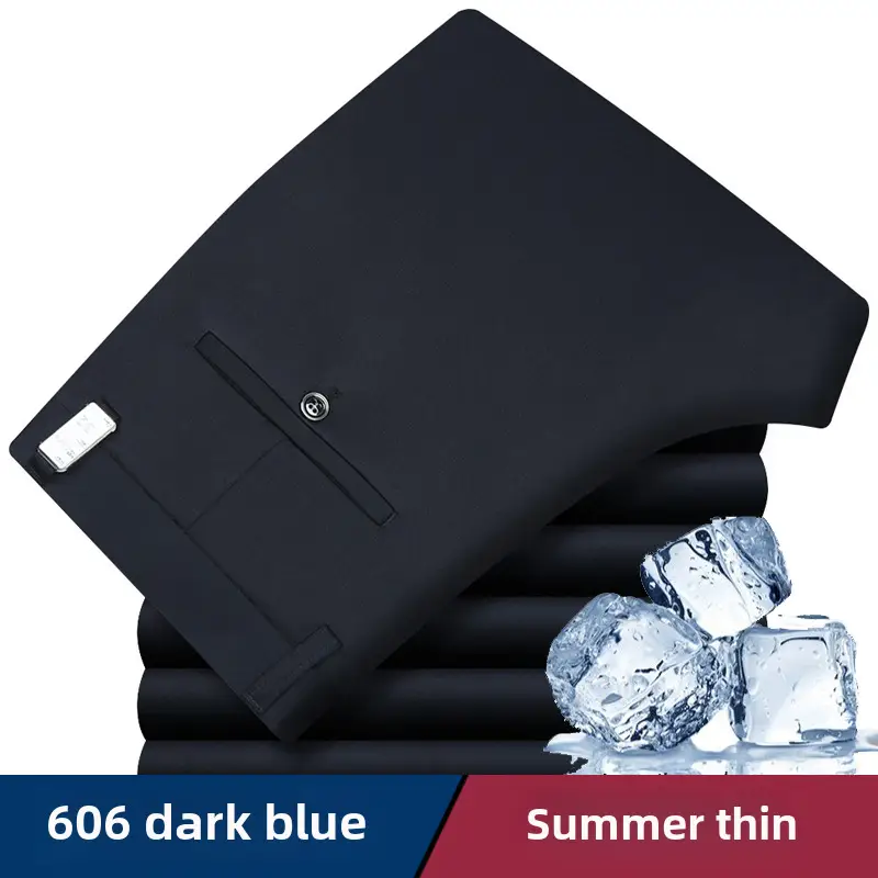 Men Elastic Summer Thin Trousers Dark Gray - Image 14